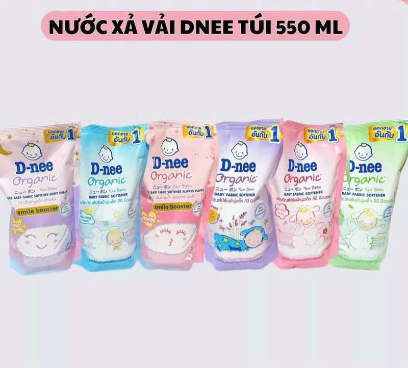 Nước xả vải Dnee chính hãng cho bé sơ sinh túi 550ml, nước xả quần áo Thái Lan mềm vải
