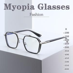 แว่นตาสายตาสั้น, กรอบลำแสงคู่, ป้องกันแสงสีฟ้า, -6.0 ถึง 0, สำหรับผู้หญิงและผู้ชาย, แว่นตาคอมพิวเตอร์, แว่นตาตัดสิน, Unisex
