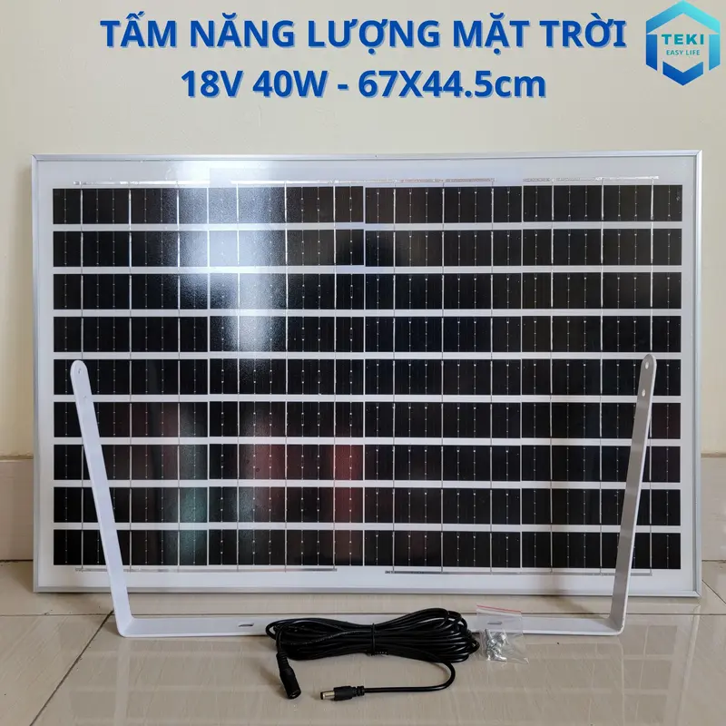 TẤM PIN NĂNG LƯỢNG MẶT TRỜI MONO 18V 40W 67x44.5cm - TEKI 3