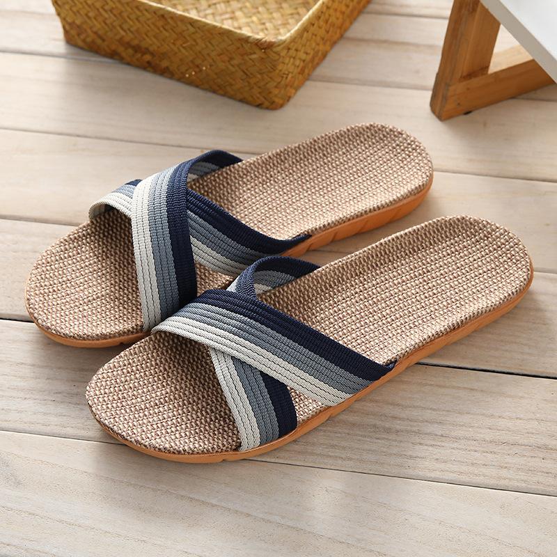 Product Introduction of Lenbychia - [Sẵn size] Dép cói quai chéo NAM phối màu basic - ứng dụng cao, văn phòng, trong nhà, đi biển - TN52 5