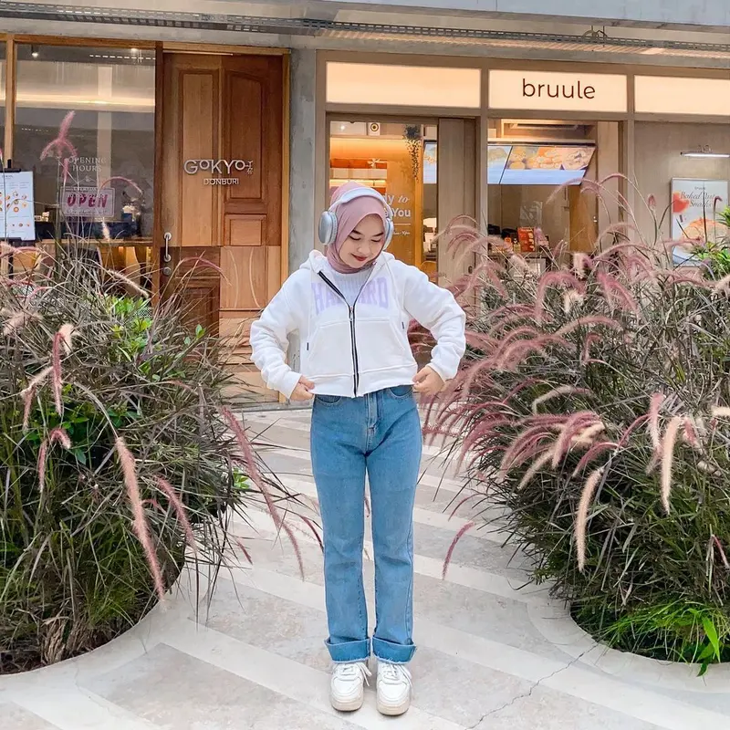 Crop Zipper Harvard Hoodie Katun Lembut 6