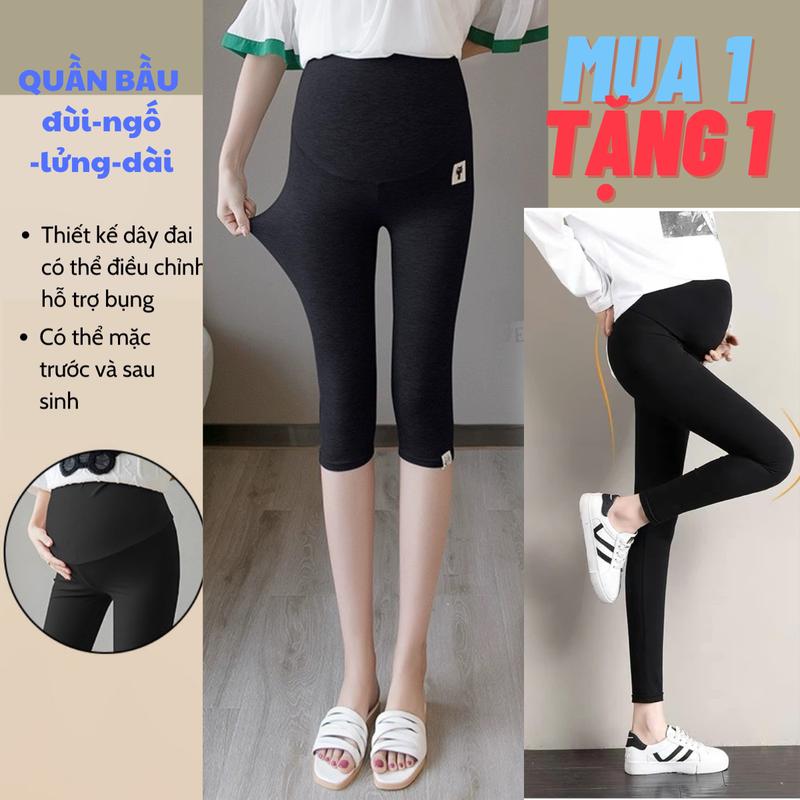 (COMBO 2 QUẦN) Song An Quần bầu legging đùi short-ngố-lửng-dài có đáp bụng co giãn 4 chiều hình mèo bigsize bà bầu có chun chỉnh bụng 40-100kg