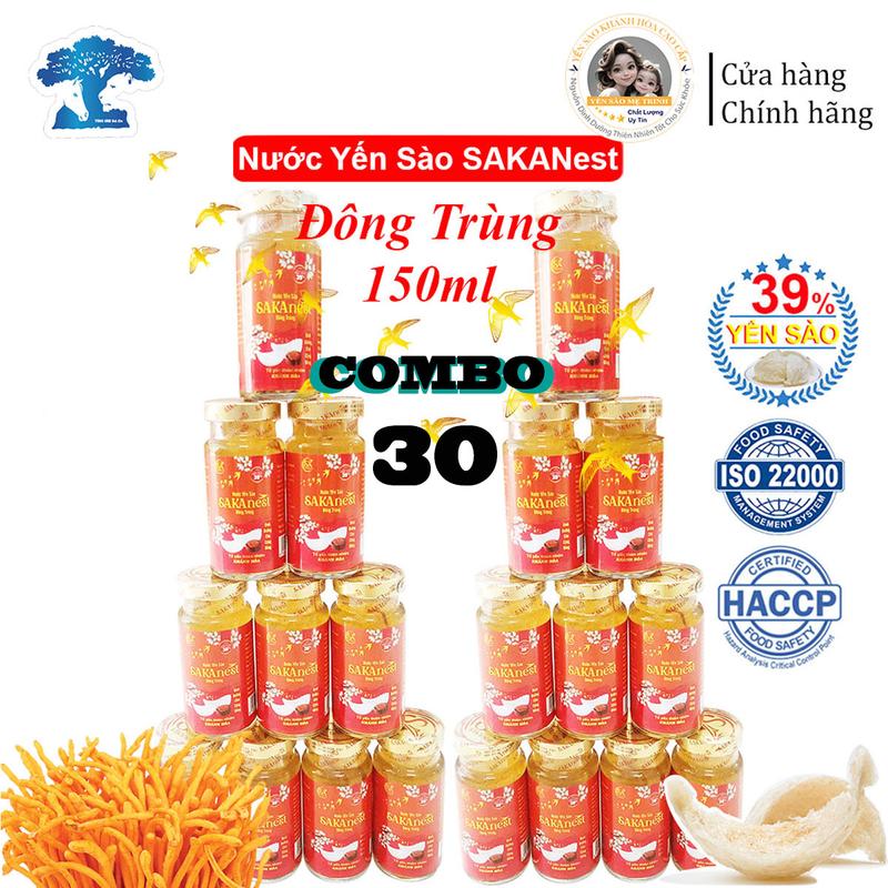  Combo 30 lọ Tổ Yến Chưng Đông Trùng Sakanest 39% yến Khánh Hòa 150ml 