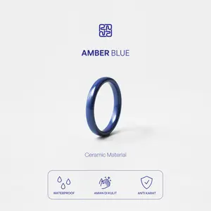 Racabel Amber Ceramic Ring Blue - Cincin Pria Wanita Keramik Biru Anti Karat