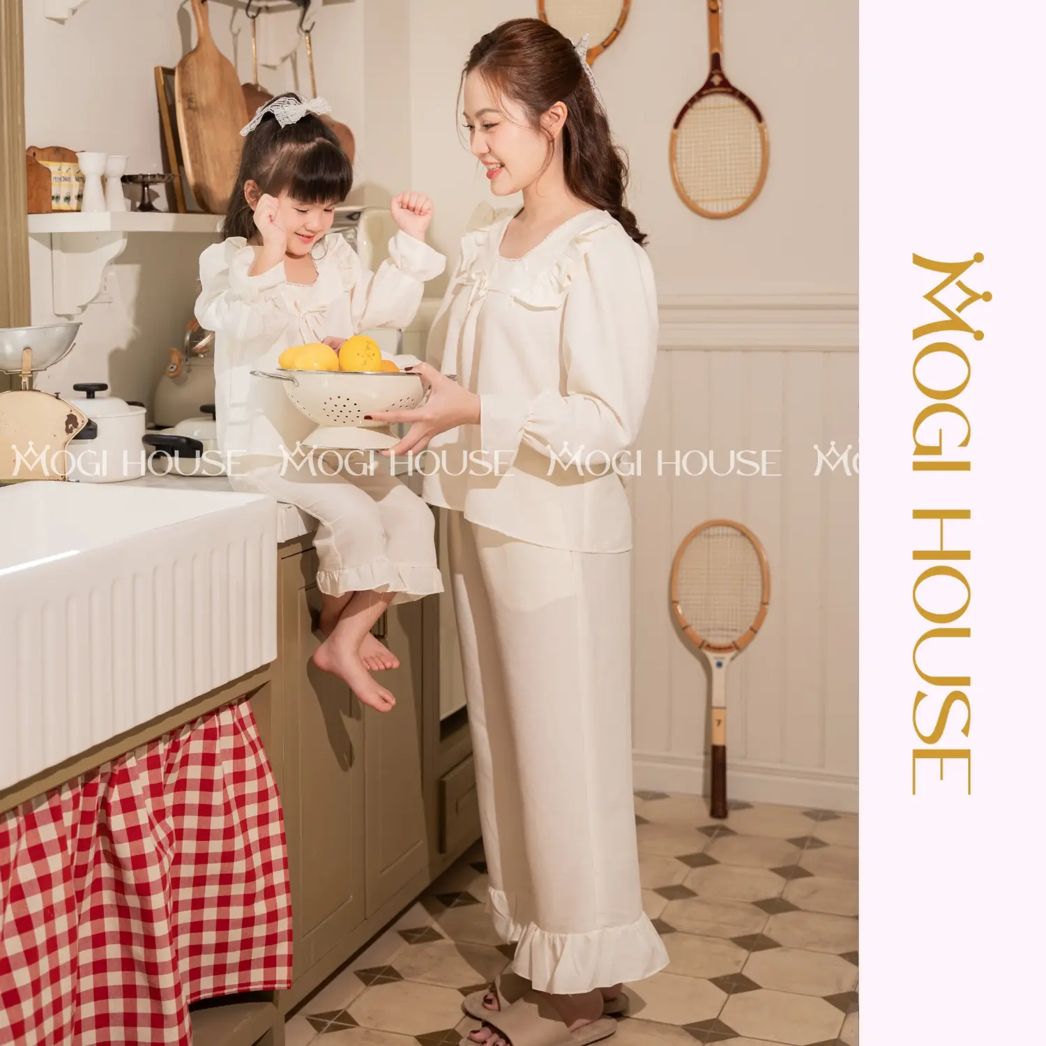Đồ Ngủ Đôi Mẹ & Bé - DAISY SET, Đồ Ngủ Thu Đông Chất Đũi Mềm Thoáng Mát, Bé 1-5 Tuổi MOGI HOUSE