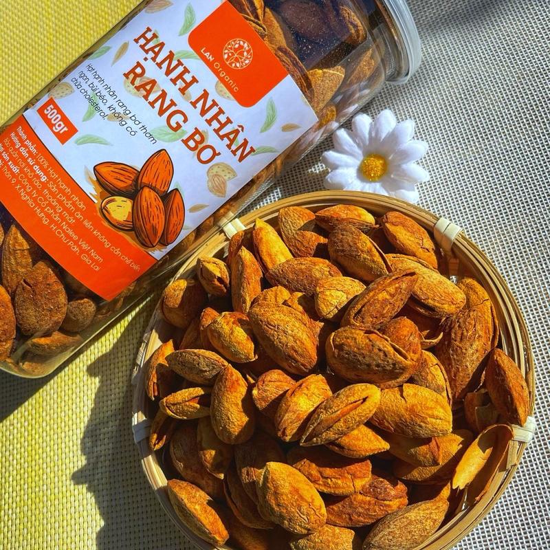 Hạnh nhân rang bơ (hộp 500gr) Thức Ăn Snack Food Ăn Vặt