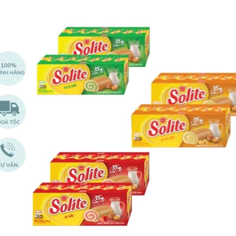 Bánh Bông Lan Solite Cuộn Solite Tròn Kinh Đô 324G vị Dứa,Dâu,Bơ Sữa Ăn Vặt Food