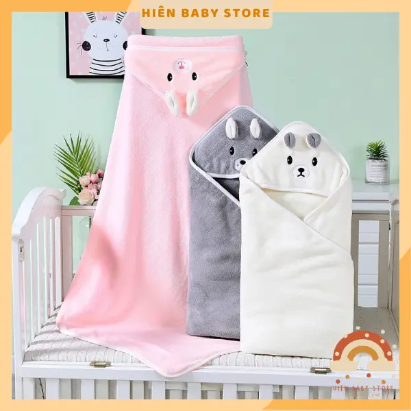 Choàng ủ lông hình thú/ Khăn tắm hình thú có mũ nỉ bông, ấm áp mùa đông cho bé mềm ,thấm hút ,không sổ lông an toàn cho be-Hiên baby store 4
