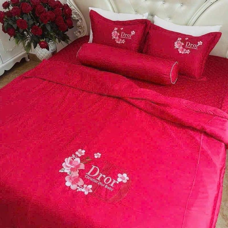  Bộ chăn ga gối phi lụa 5 món   ga phủ   Mềm Có thể giặt Cỡ lớn bộ  chăn 