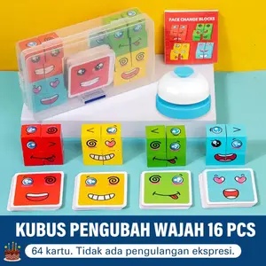 Kubus Ekspresi Wajah - Mainan Edukasi Anak untuk Meningkatkan Kecerdasan Emosional, Keterampilan Motorik, dan Fokus | Game Interaktif Seru untuk Keluarga