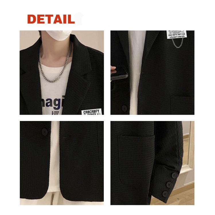 [BLZ02] Áo Blazer Hai Lớp Phom Thụng Dành Cho Nam, Kiểu Dáng Thanh Lịch Và Trẻ Trung 2