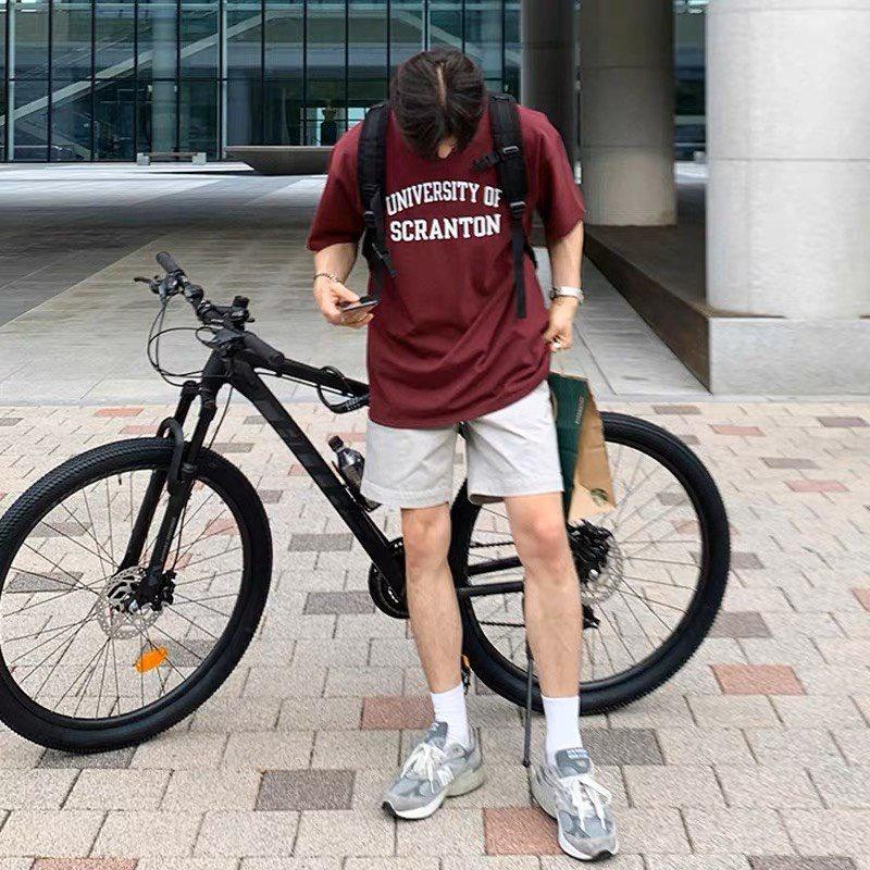 Áo Thun Nam Over Size Cổ Tròn Màu Đỏ Đô COTTON 100% Chính Phẩm Phiên bản Premium UNIVERSITY Thun Menswear