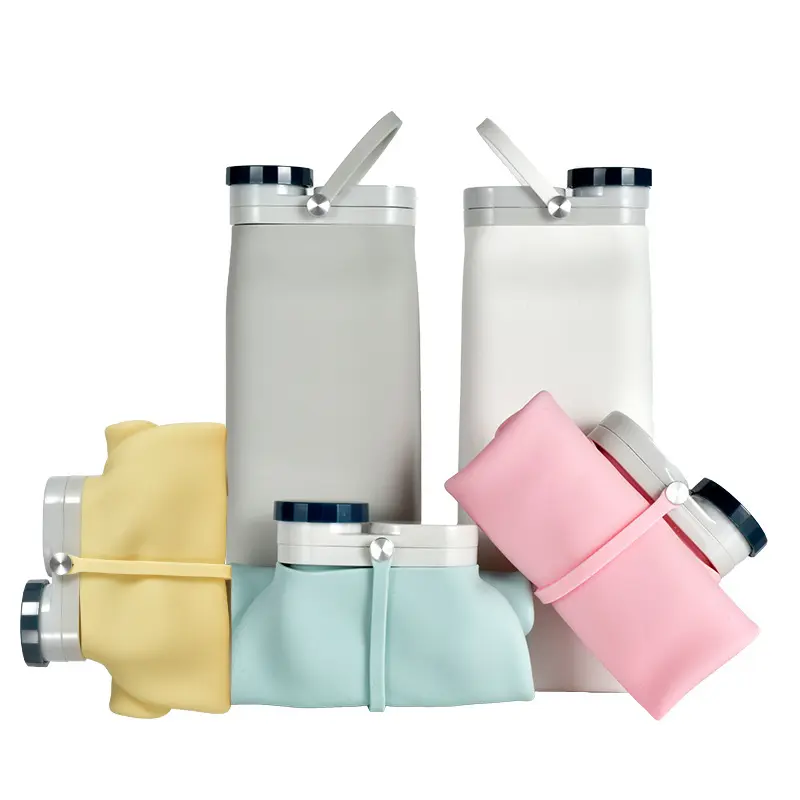 Reuseable Collapsible Water Bottle,Portable Folding Bottle&Water Bottle with Clip for Backpack,Sport Bottle Water with Leak