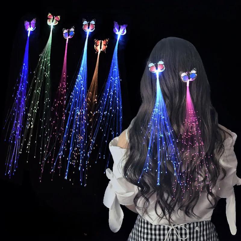 Led Wig Glowing butterfly braids LED colorful braids, fiber optic wigs ...