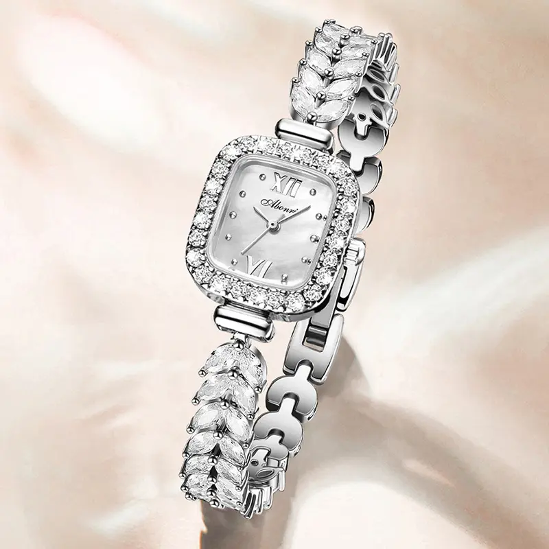 Little Jinsui Women's Watch Special Interest Light Luxury Temperament and Fully-Jewelled Square Mermaid Small Dial Watch