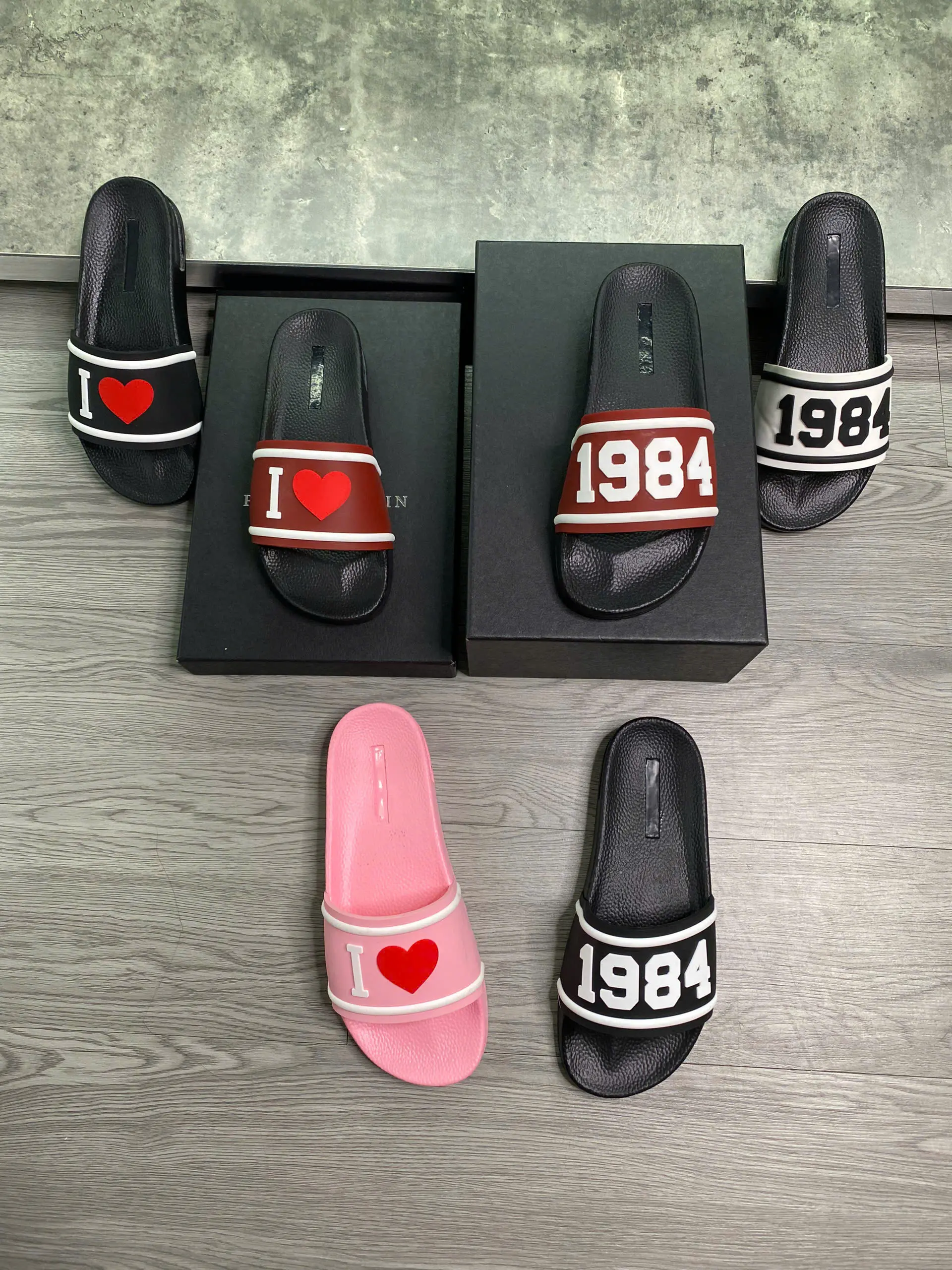 Dép nam quai ngang combo xi gờ trái tim + 1.9..8,4 combo màu hot (1 quai chữ đê và chữ hờ) - Slipper, DéP
