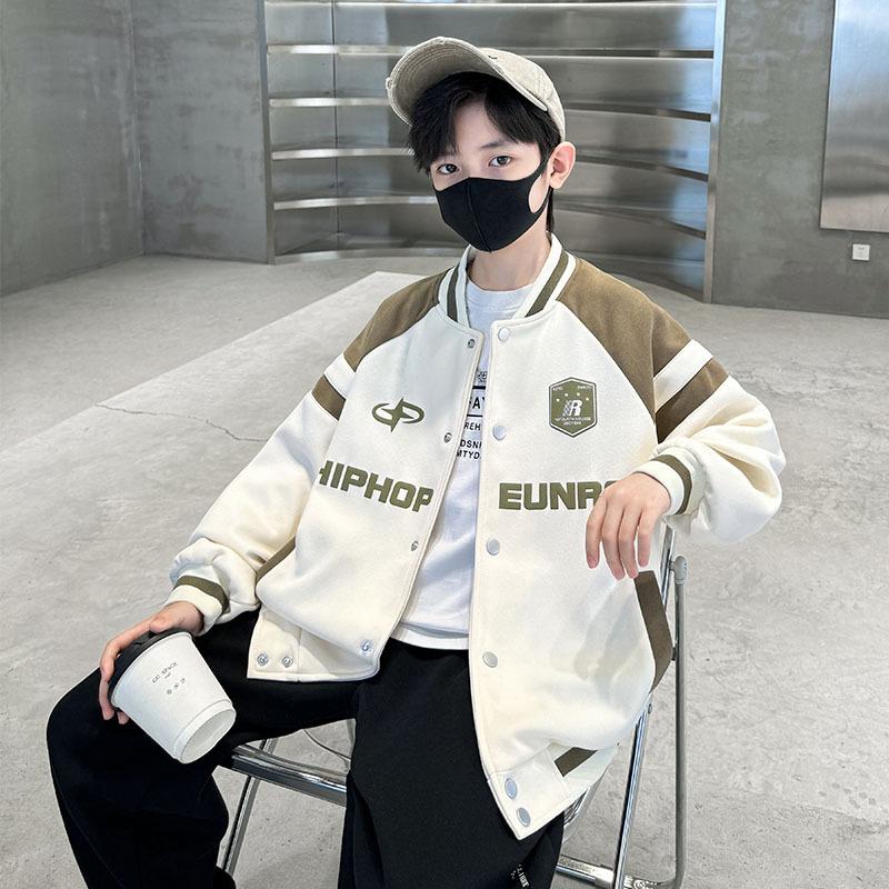 [18 - 55kg] Áo Khoác Cho Bé Trai áo hoodie bé trai không mũ - Áo Khoác Fom To ,Khoác Ngoài -Áo Khoác Bóng Chày Size Vừa Và Lớn phong Cách Trẻ Trung Năng Động Cho Bé Trao 2 Màu Xanh Và Đen Mã BC 1