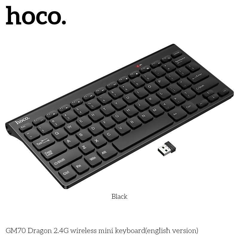 Bàn phím mini không dây HOCO GM70 kết nối không dây 2.4G, phù hợp cho máy PC và laptop.