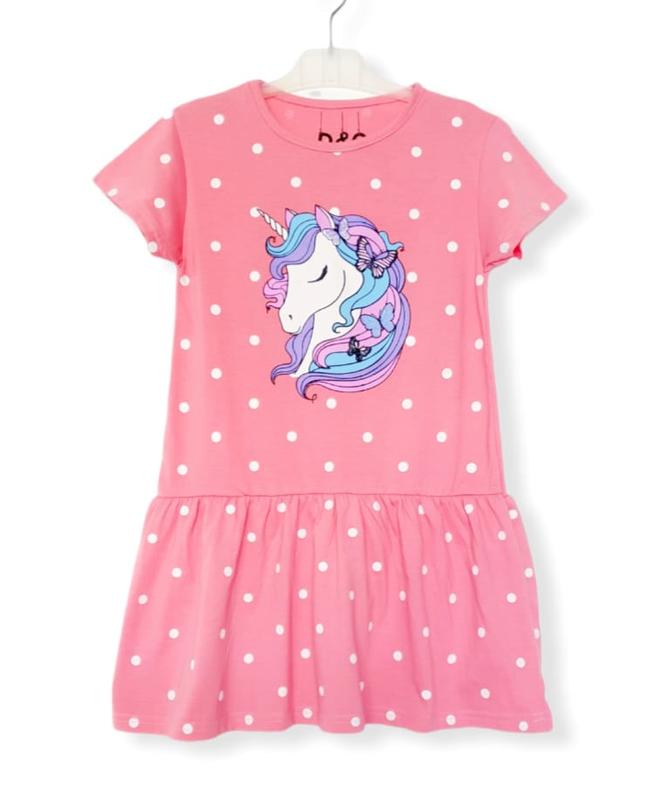 D&C Dress anak perempuan Unicorn Polkadot Salem Usia 1-6 tahun / Pakaian Anak Cewek / Baju Katun Bayi 1