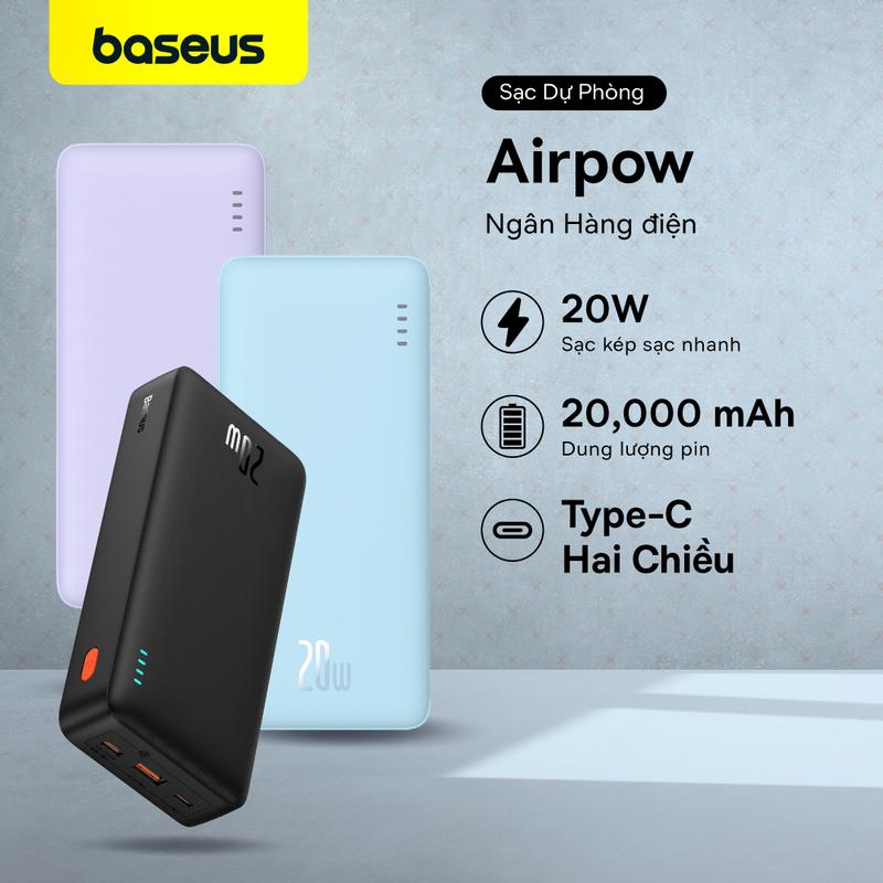 Baseus Airpow Cục Sạc Nhanh 20w 20000mah Cho iphone 15 14 13 12 Android