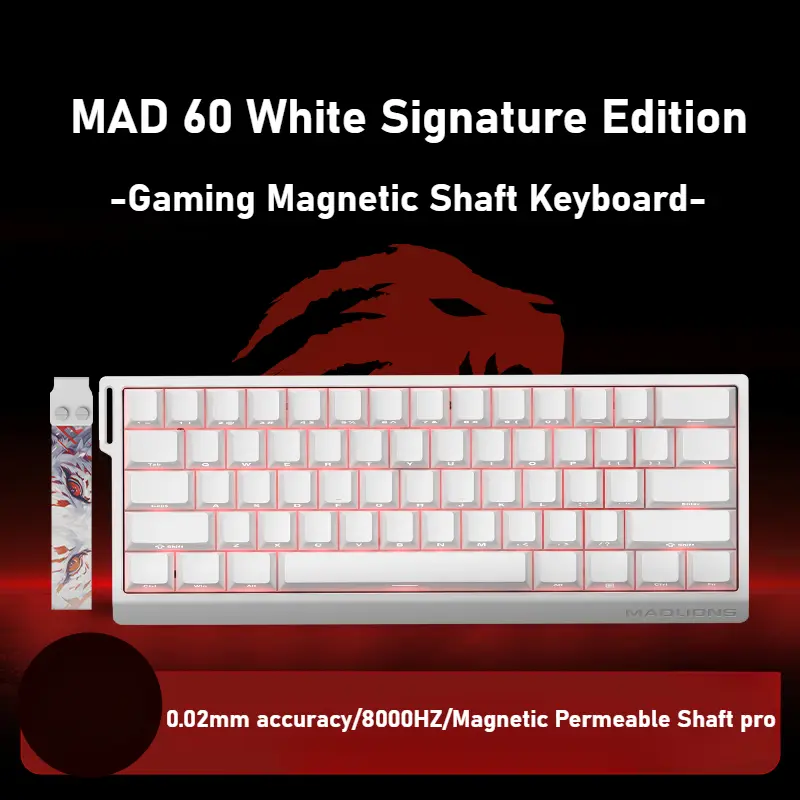 Bàn phím chơi game có dây trục từ tính, MADLIONS MAD60 / 68 HE, 61 / 68 phím, thời gian đáp ứng thấp, hoán đổi nóng cho tất cả các phím, thích hợp cho chơi game 8