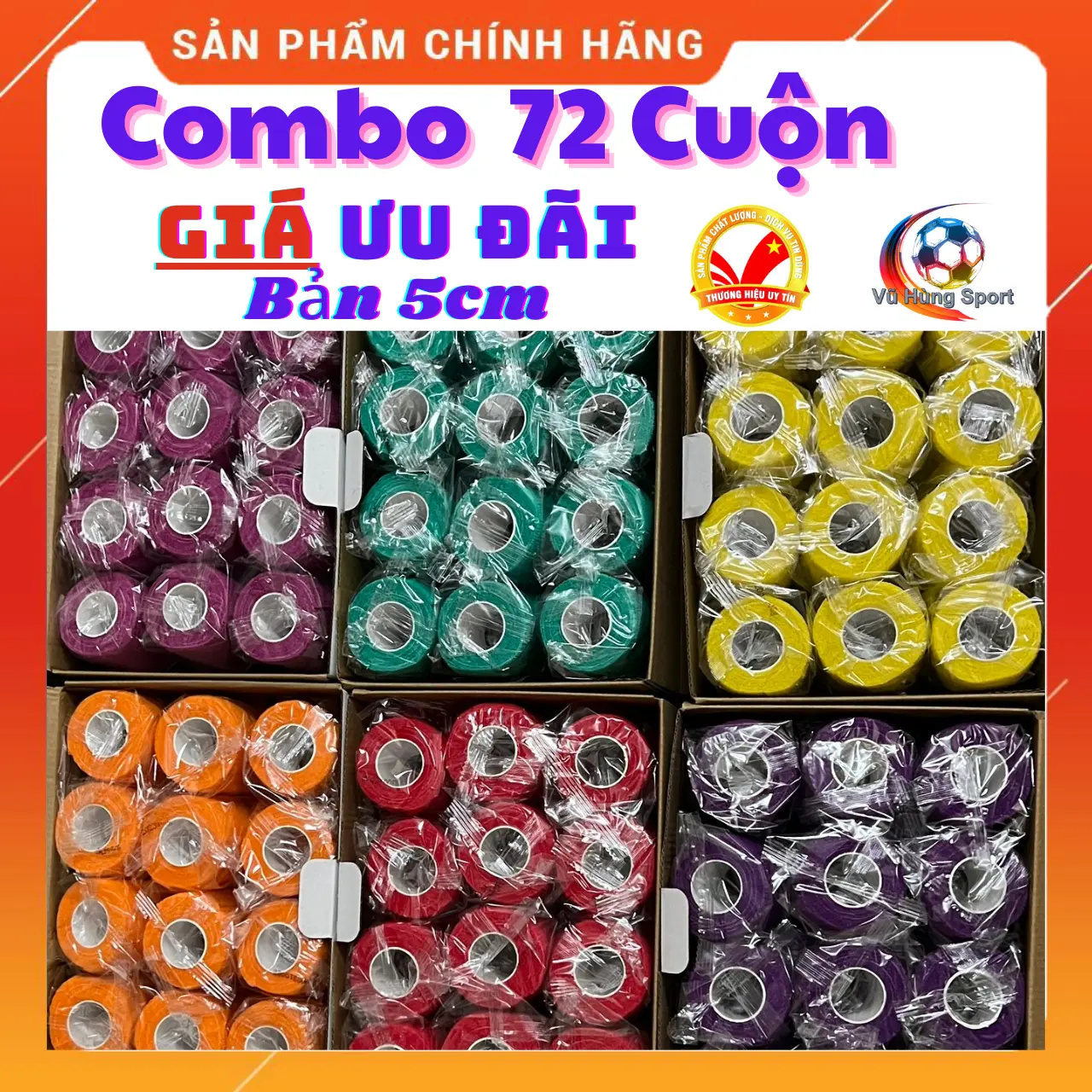 hộp 60 và 72 cuộn băng keo thể thao bản 5cm ,băng quấn cổ tay cổ chân ,chống lật cổ tay cổ chân khi chơi thể thao  Spor Sport Bóng đá & Bóng đá trong nhà Navy