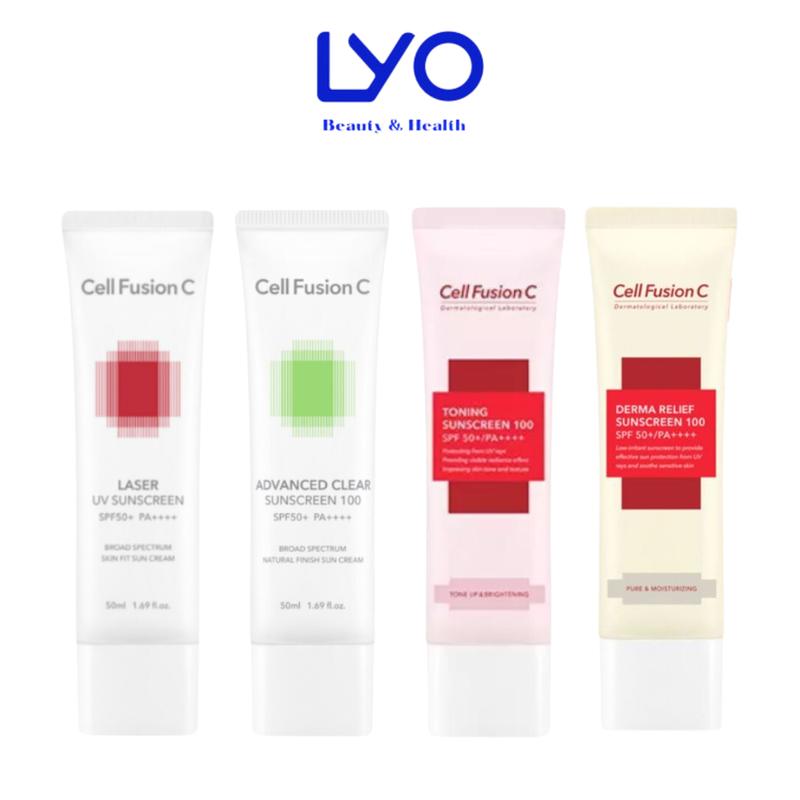 Kem chống nắng Cell Fusion C Laser Đỏ / Clear xanh  / Toning Suncreen hồng / Vàng Derma 50ml