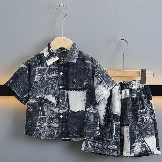 10kg-55kg Bộ Sơ Mi Lụa Cộc Tay Họa Tiết Nhiều Màu Bé Trai Chất Lụa Mềm Mát Không Nhăn H009 Quần Áo Trẻ Em Đẹp