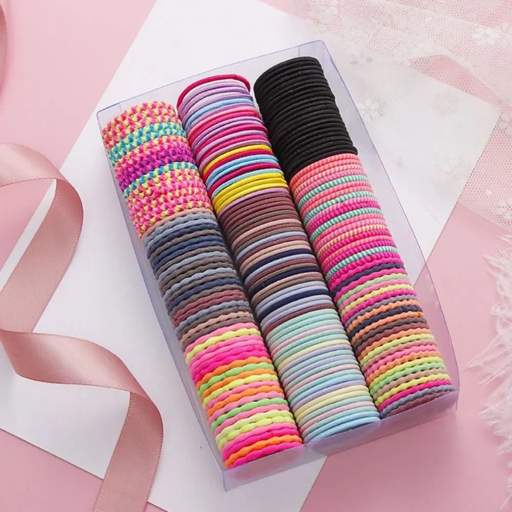 50Pcs/Set Fashion Elastic Hair Ties Colorful Scrunchies Hair Bands No Damage Hair Ponytail Holders Hair Accessories