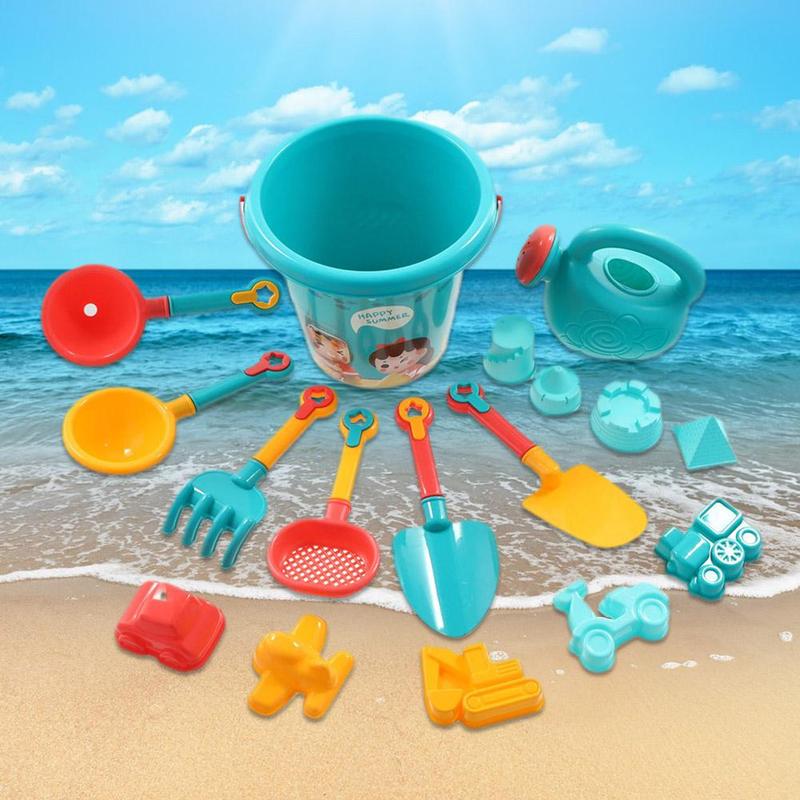 Product Introduction of Travel Beach Toys  Beach Toys Set With Sand Rake Watering Can Bucket Shovels Rakes Models Play Tools 42