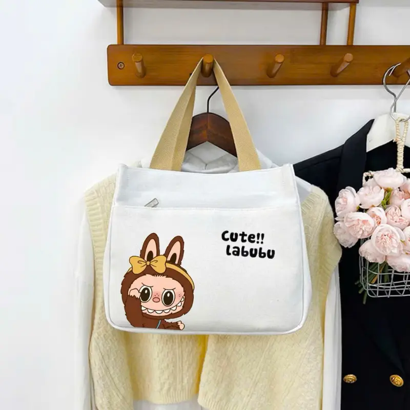 Túi đựng hộp cơm, túi đựng mỹ phẩm, túi mini đa năng túi quai xách vải canvas đựng mỹ phẩm đa năng thiết kế hình in hottrend phong cách 6