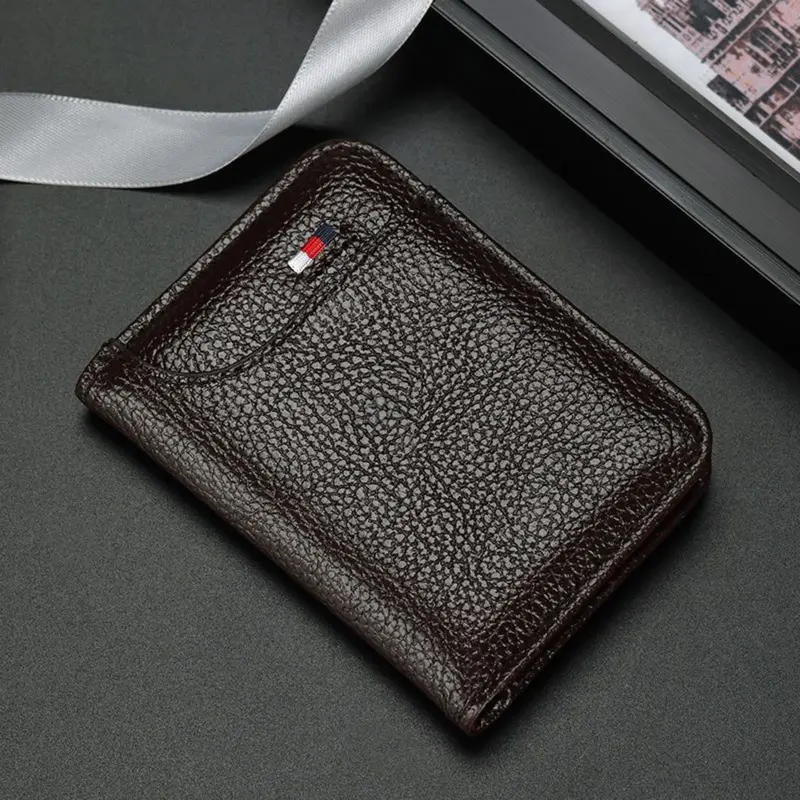 Men's Card Holder Thin Mini Wallet Card Storage Bag Unisex Exquisite Pu Coin Purse 3