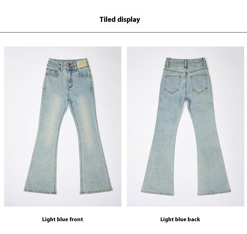 Product Introduction of Light-Colored Stretch Skinny Jeans for Women 2025 Spring Trend Niche New Style Small High Waist Slim Bell-Bottom Pants 4