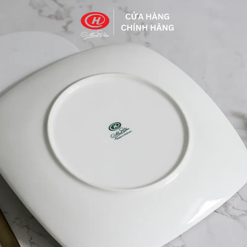 Đĩa vuông Ảo Sứ Trắng Minh Châu 5