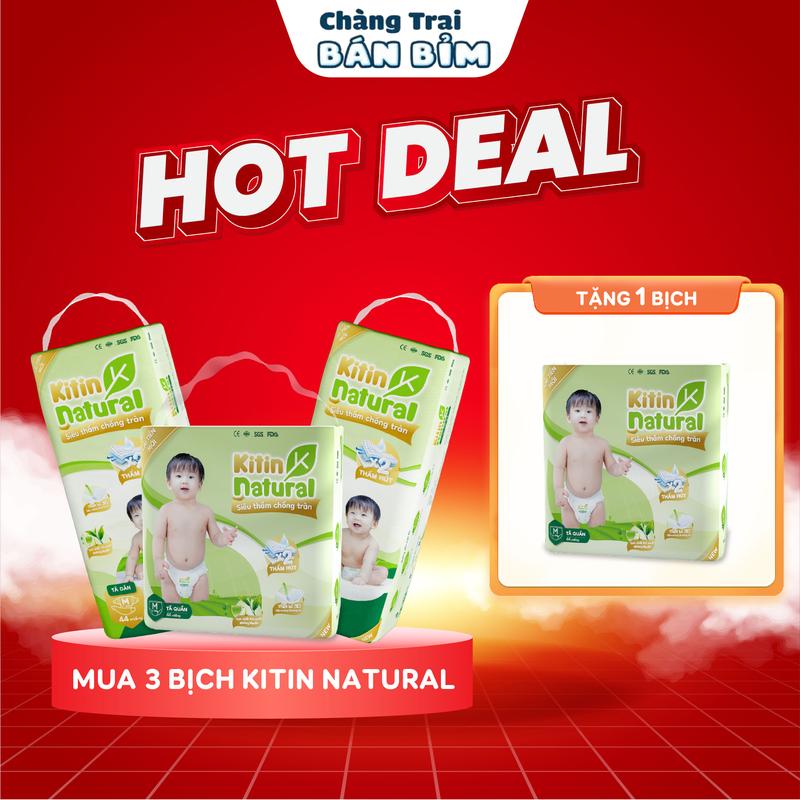 [SIÊU SALE - MUA 3 TẶNG 1] Combo 04 Bịch Tã Bỉm KITIN NATURAL - Bỉm mỏng đóng hè