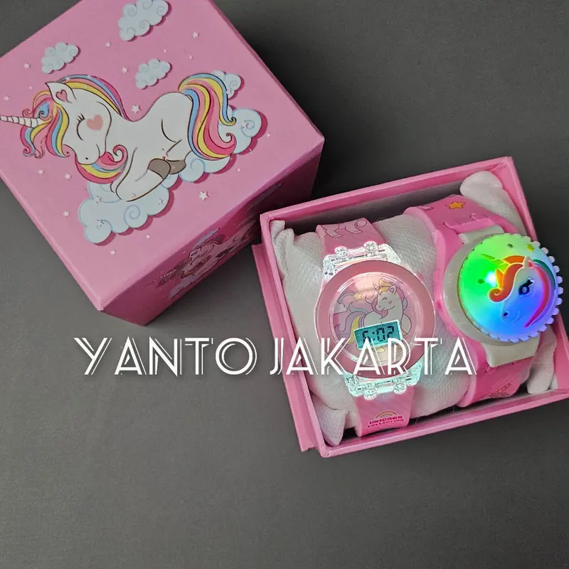 Jam tangan anak perempuan lampu spinner 2 in 1 3