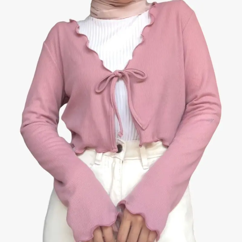 cardigan tali ceeyon style korean Polos Hitam Crop Panjang