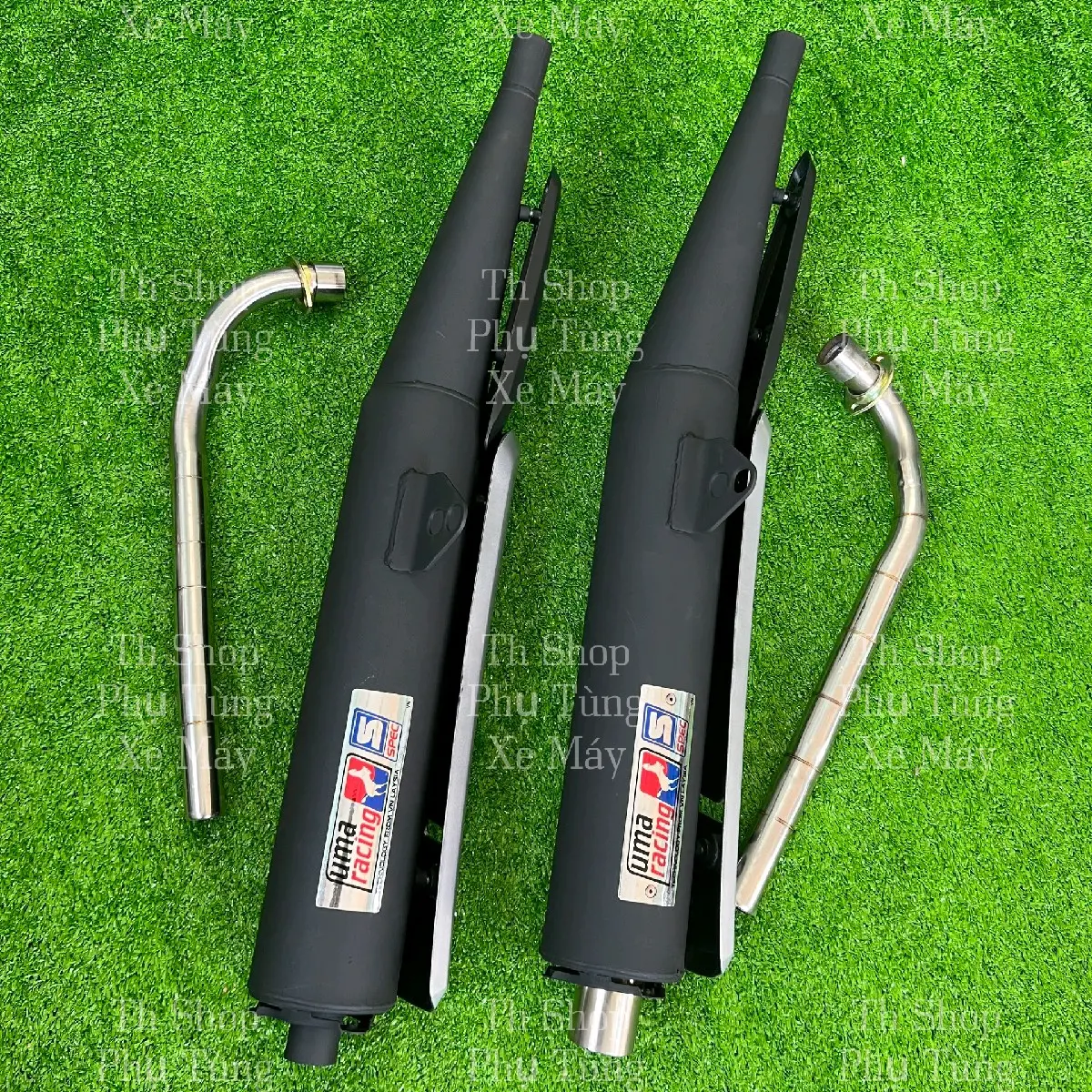 Pô UMA RACING móc nỉ đuôi đen hoặc đuôi inox kèm ốp và cổ pô gắn các dòng xe Sirius Jupiter Taurus ( AE chọn vào dòng xe mình đang sử dụng)