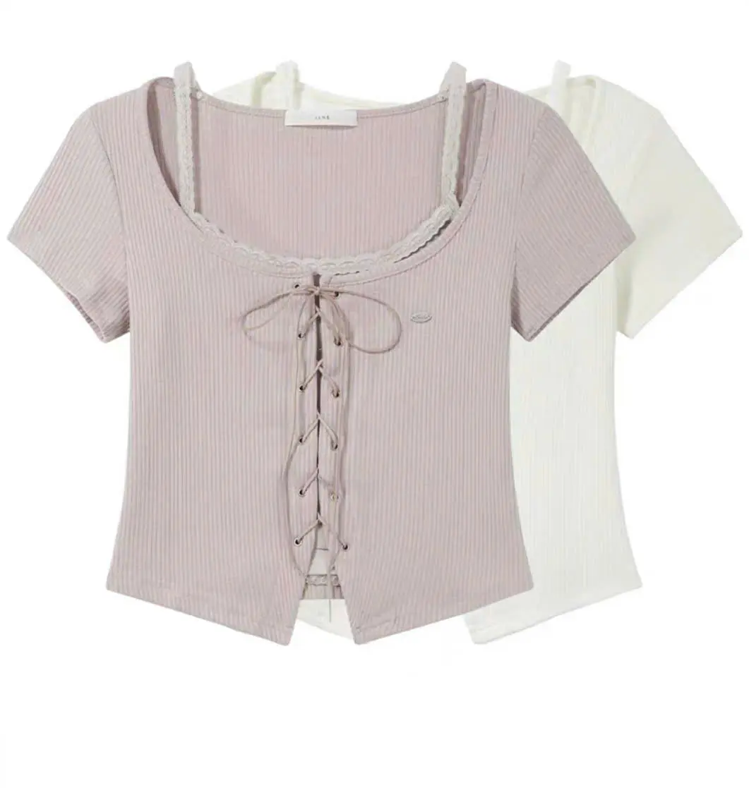 Áo kiểu croptop chất thun gân cotton kiểu thắt dây xinh xắn cho nữ - [Ak26] -