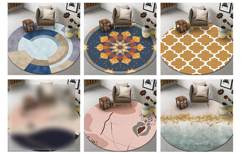 Product Introduction of Living Room Round Carpet Ins Wind Visual Abstract Floor Mat Printed Coffee Table Hanging Basket Round Mattress Bedside Blanket 12