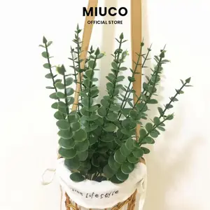 [COD] Miuco - [1 TANGKAI] Artificial Flocking Eucalyptus / Daun Palsu Hijau Dekorasi Florist