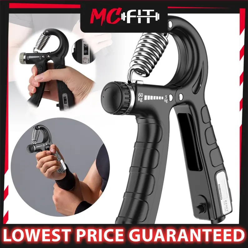 MCFIT 5kg-60kg Adjustable Hand Grip Gripper Fitness Hand Exerciser Grip with Counter Hand Strength Exercise Fitness Tool Metal Steel