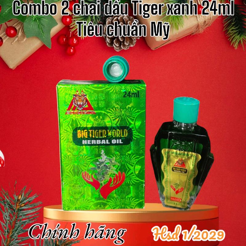(Chính hãng -Tiêu chuẩn Mỹ)Combo 3 chai dầu Tiger 24ml 2 nắp -TIÊU CHUẨN MỸ nóng thơm hỗ trợ giảm đau nhứt hiệu quả cù 1