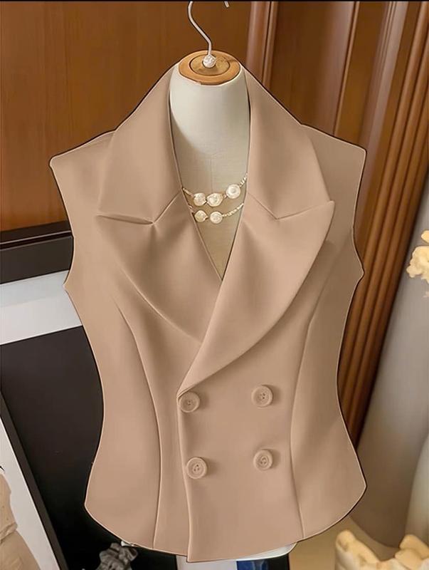 Áo Gile Nữ Thiết Kế Vest cổ chữ V Sang Trọng Thời Thượng - Form ôm tôn dáng che khuyết điểm Voi Kem Women Nhung Top