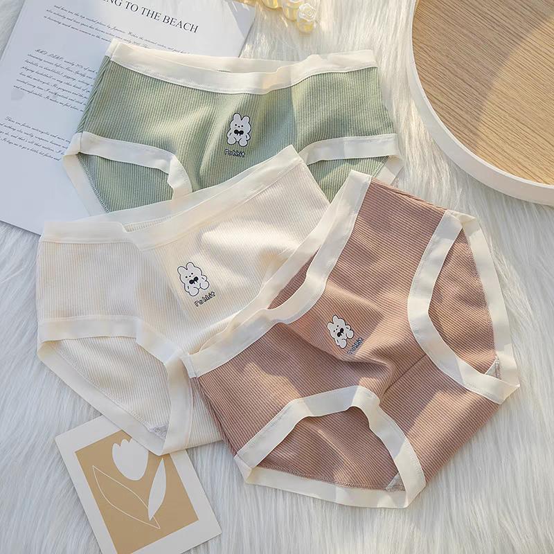 Quần chip tam giác nữ cotton kháng khuẩn mềm mại họa tiết dễ thương sét 6 sịp nữ gân tăm cao cấp từ 42 đến 64kg Quần Lót Thun Women Cạp Cao