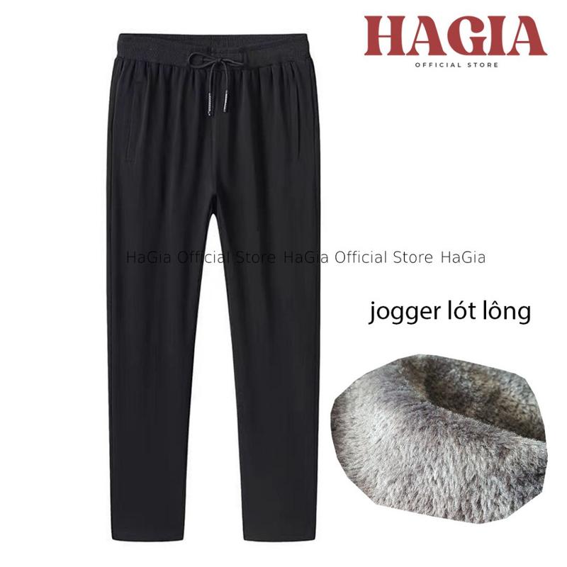 Quần nỉ lót lông cừu, quần jogger nỉ lông nam nữ cao cấp, vải trơn không xù giữ ấm mùa đông dáng xuông và bo gấu