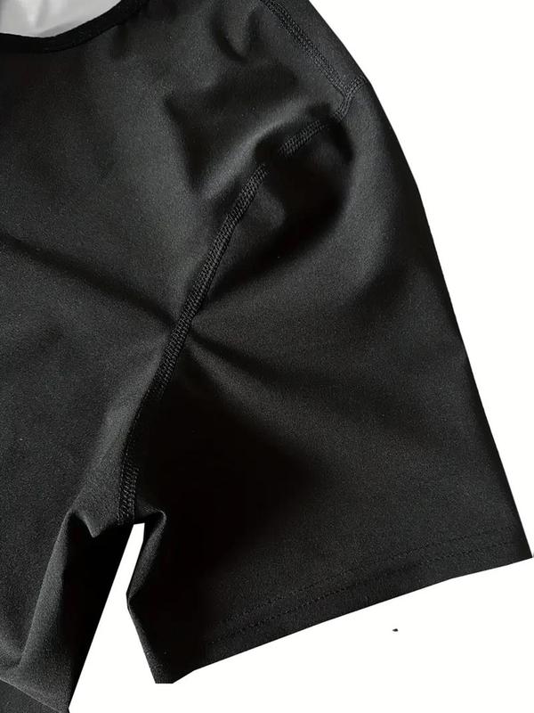 Men's Round Neck Shapewear Top, Plain Comfortable Crew Neck Short Sleeve Shaper, Men's Underwear & Sleepwear for Daily Wear 9