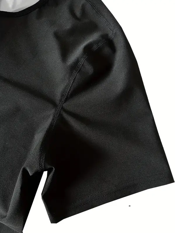 Men's Round Neck Shapewear Top, Plain Comfortable Crew Neck Short Sleeve Shaper, Men's Underwear & Sleepwear for Daily Wear 4