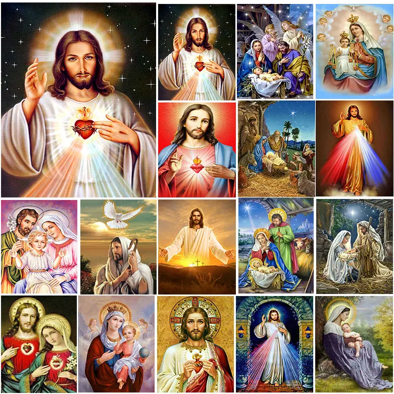 Hamlet DIY Diamond Painting Religious Leader Mosaic 5D Full Diamond Embroidery Cross Embroidery Set DIY Home Decoration Painting Art -No Frame