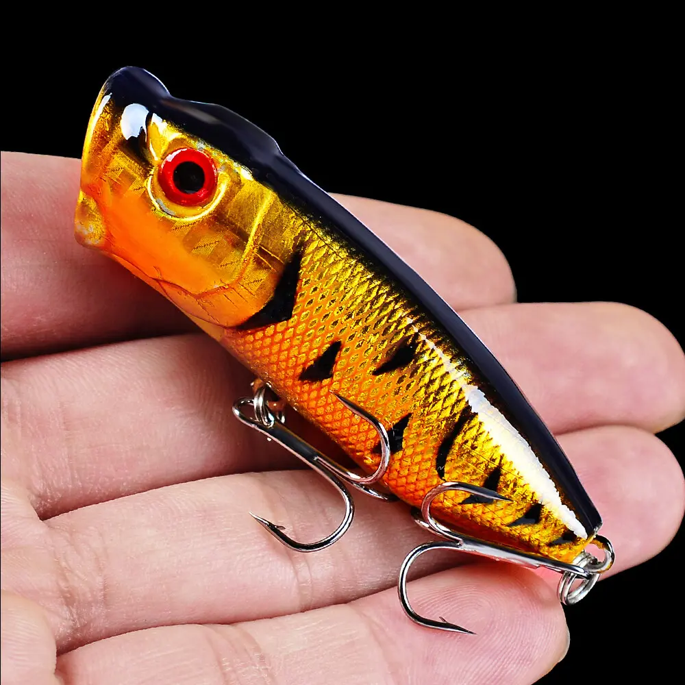 PROBEROS 1PCS Popper Fishing Lure 11g/7.3cm Bass Fishing Tackle Hard Lure 6# Treble Hook Swimbait Crankbait